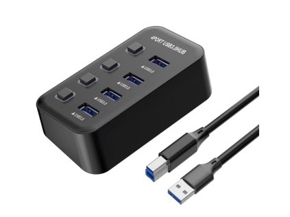 PremiumCord USB 3.2 Superspeed HUB 4-portový s vypínači portů
