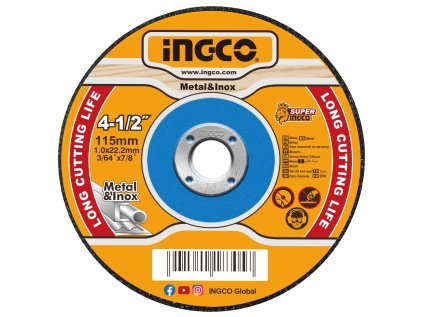 Ingco MCD101151 Kotouč řezný na kov, 115 x 1 x 22,2 mm