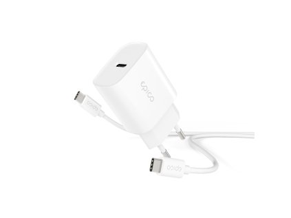 Epico 20W PD Charger Bundle with USB-C to USB-C cable 1.2m - bílá