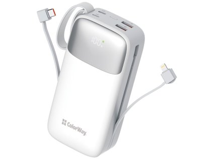 colorway powerbanka 30 000mah 1x usb qc3 0 usb c lightning 22 5w bila ien522046
