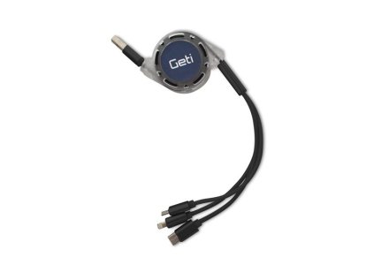 Geti kabel GCU 01 USB 3v1 černý samonavíjecí