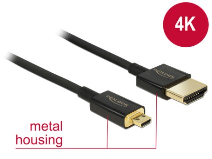 delock kabel high speed hdmi s ethernetem hdmi a samec hdmi micro d samec 3d 4k 1 m slim premium ien244053