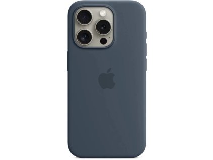 apple iphone 15 pro silicone case s magsafe storm blue ien502027
