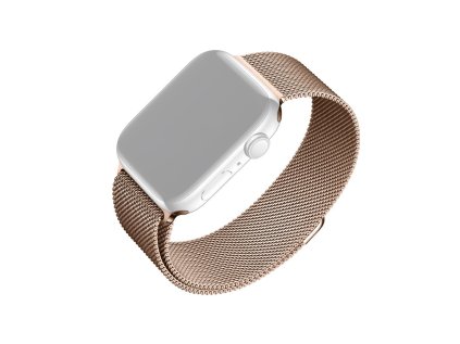 Síťovaný nerezový řemínek FIXED Mesh Strap pro Apple Watch 38/40/41mm, růžove zlatý