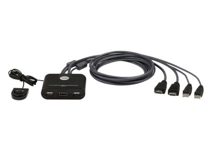 aten 2 port hdmi kvm usb mini integrovane kabely tlacitko pro prepinani ien517323