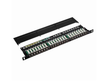DATACOM Patch panel 19" STP 24 port CAT5E LSA 0.5U BK (3x8p)