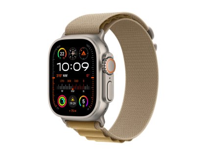 apple watch ultra 2 gps cellular 49mm natural titanium case with tan alpine loop medium mx4f3cs a ien529771