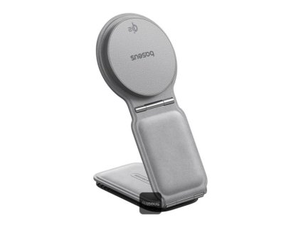 magneticky drzak do auta s bezdratovym nabijenim baseus primetrip c02 sedy ien539900