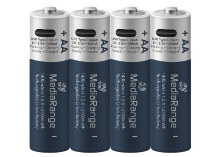 mediarange nabijeci usb c li ion baterie mignon aa 1 5v 1400 mah 4ks ien542505