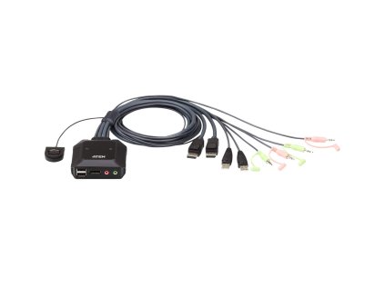 aten 2 port displayport kvm s kabelovym prepinacem audio ien550267