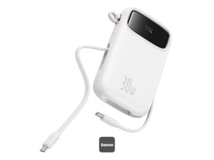 powerbanka baseus qpow2 20000mah 30w s kabelem usb c bila ien549914