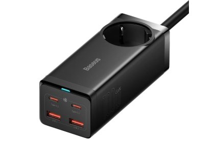 baseus gan3 pro rychlonabijeci stolni adapter 2x usb c 2x usb a ac 100w 1 5m kabel cerna ien482675