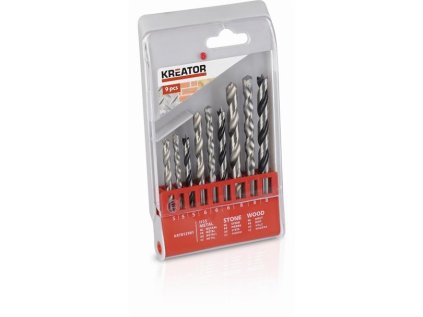Kreator KRT012501 - 9 ks Vrtáků SET - kov, kámen, dřevo