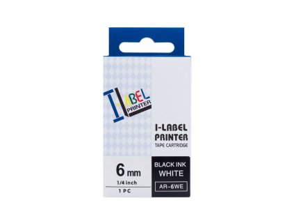 PRINTLINE kompatibilní páska s Casio, XR-6WE1, 6mm, 8m, černý tisk/bílý podklad