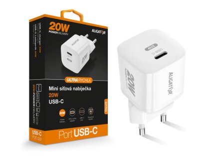Rychlá nabíječka ALIGATOR Mini, PD 20W USB-C, bílá