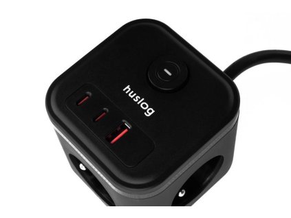 Nabíjecí stanice Huslog 20W 3xzásuvka, 2xUSB-C, 1xUSB černá