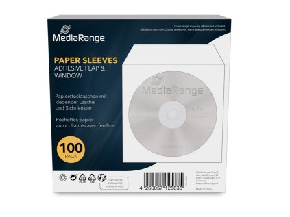mediarange obalka papir se zalepovaci klopou a okenkem 100ks bal ien554574