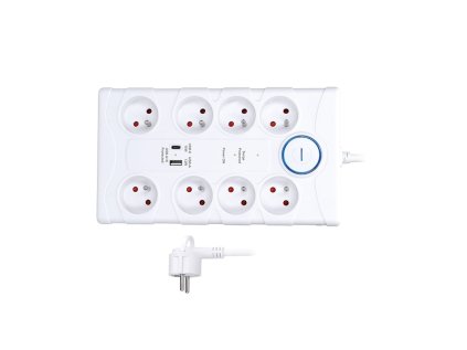 solight prepetova ochrana 8z usb a c 2m bila ien554770