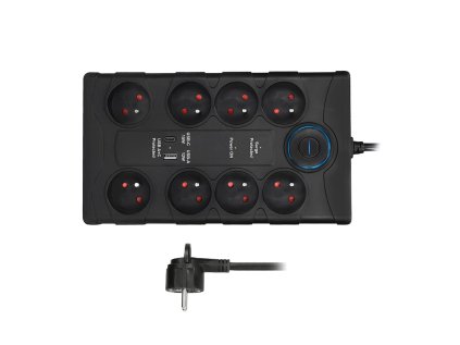 solight prepetova ochrana 8z usb a c 2m cerna ien554769