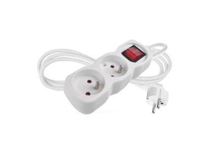 Emos prodlužovací kabel 1,4 m / 2 zásuvky / s vypínačem / bílý / PVC / 1 mm2