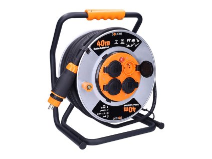 solight prodluzovaci privod na kovovem bubnu 4 zasuvky 40m kabel guma neopren 3x 2 5mm2 ip44 ien554817