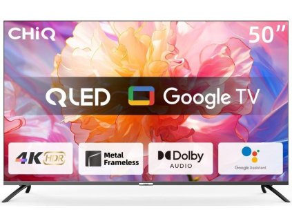 chiq u50qm8e tv 50 uhd qled smart google tv dbx tv dolby audio frameless ien521554