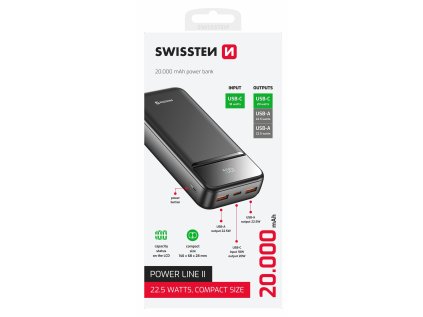 swissten power bank 20000 mah power line ii cerna ien555319