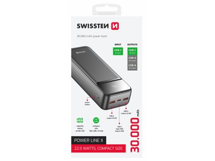swissten power bank 30000 mah power line ii cerna ien555325