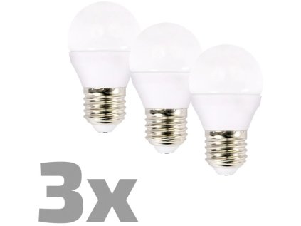 ECOLUX LED žárovka Ecolux 3-pack , miniglobe, 6W, E27, 3000K, 450lm, 3ks