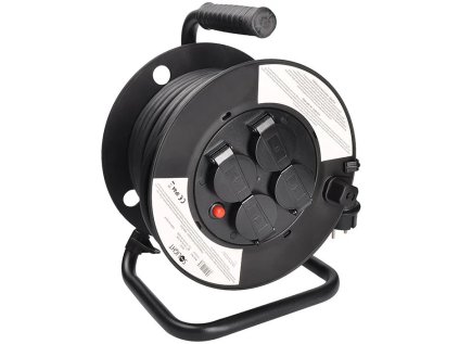solight prodluzovaci privod na bubnu 4 zasuvky venkovni 25m gumovy kabel 3x 1 5mm2 ip44 ien473382