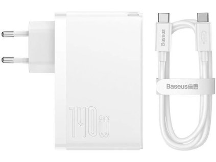 baseus gan5 pro rychlonabijeci adapter 2x usb c usb a 140w bila ien482566