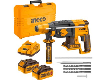 ingco crhli202287 aku kladivo vrtaci 26mm vc baterie 2ks a nabijecky ien555486