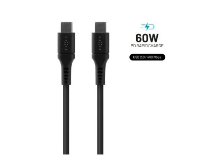 nabijeci a datovy liquid silicone kabel fixed s konektory usb c usb c a podporou pd 1 2m usb 2 0 60w cerny ien561486