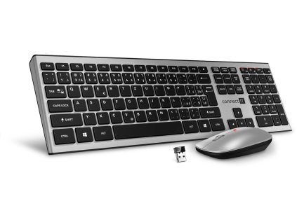 connect it combo bezdratova stribrna klavesnice mys 2x aaa 1x aa baterie cz sk layout ien452230