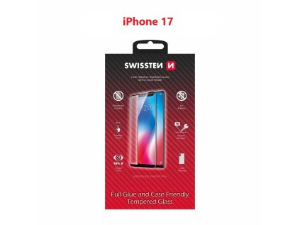 sklo swissten full glue color frame case friendly pro apple iphone 17 cerne ien562938