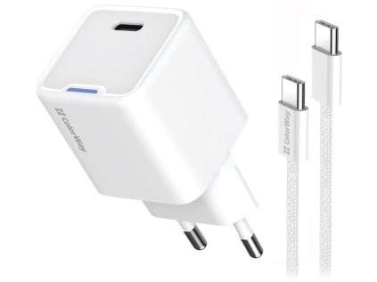 colorway 1x usb c sitova nabijecka gan pd pps 25w vcetne 100cm kabelu bila ien563379