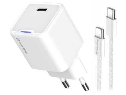 colorway 1x usb c sitova nabijecka gan pd pps 35w vcetne 100cm kabelu bila ien563383