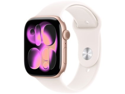 apple watch series 11 gps cellular 42mm rose gold aluminium case with light blush sport band m l ien563002