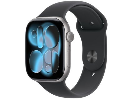 apple watch series 11 gps cellular 46mm space grey aluminium case with black sport band s m ien563019