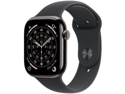 apple watch series 11 gps cellular 46mm slate titanium case with black sport band m l ien563035