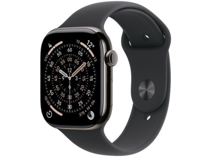 apple watch series 11 gps cellular 42mm slate titanium case with black sport band s m ien563010