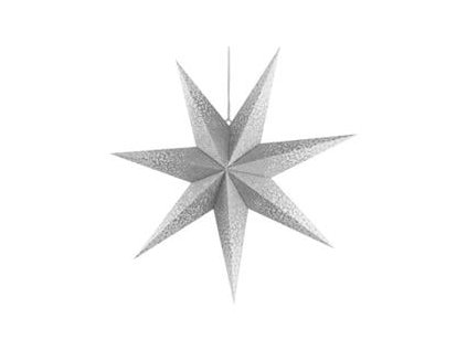 vanocni hvezda papirova zavesna se stribrnymi trpytkami ve stredu bila 60 cm vnitrni ig456148