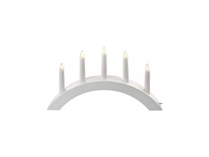 svicen na 5x zarovicku e10 dreveny bily oblouk 20x38 cm vnitrni tepla bila ig449723