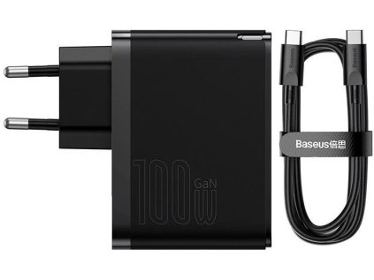 baseus gan5 pro rychlonabijeci adapter usb c usb a 100w cerna ien467122