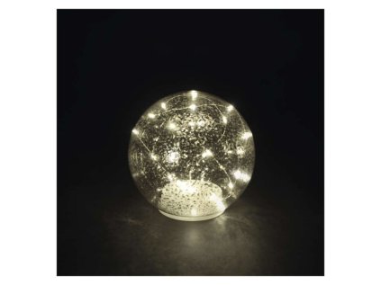 led vanocni sklenena koule zlata 15 cm 3x aa vnitrni tepla bila casovac ien566884