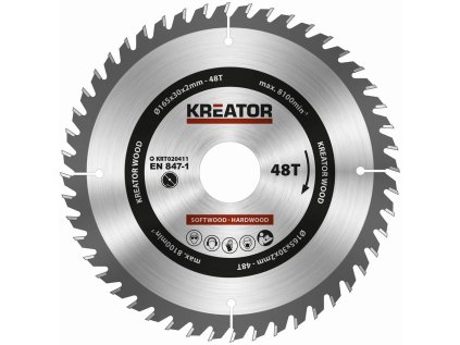 kreator krt020411 pilovy kotouc na drevo 165mm 48t ien494942