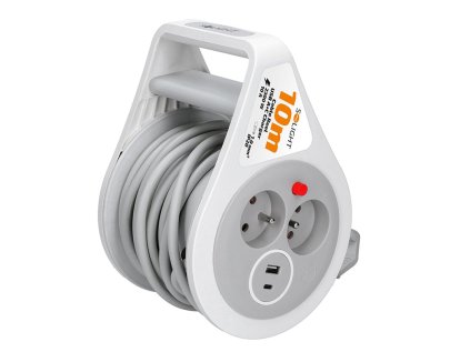 solight prodluzovaci privod na bubnu 10m usb a c 2 zasuvky sedy kabel 3x 1 0mm2 ien564550