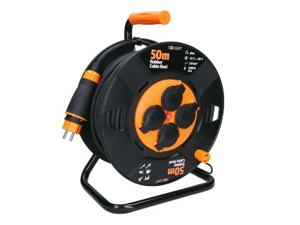 solight prodluzovaci privod na bubnu 4 zasuvky venkovni 50m gumovy kabel 3x 1 5mm2 ip44 ien473384