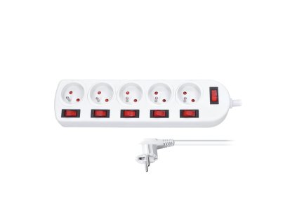 solight prodluzovaci privod 5 zasuvek bily 6x vypinac 2m ien473418