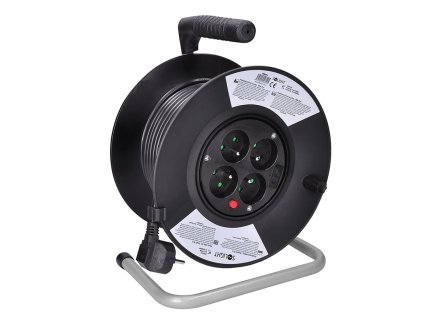 solight prodluzovaci privod na bubnu 4 zasuvky 25m cerny kabel 3x 1 5mm2 ien473378